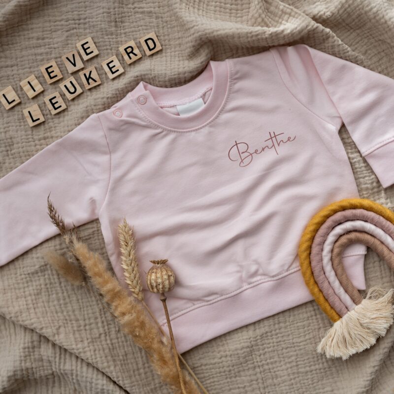 sweater klein benthe rosegoud trui met naam