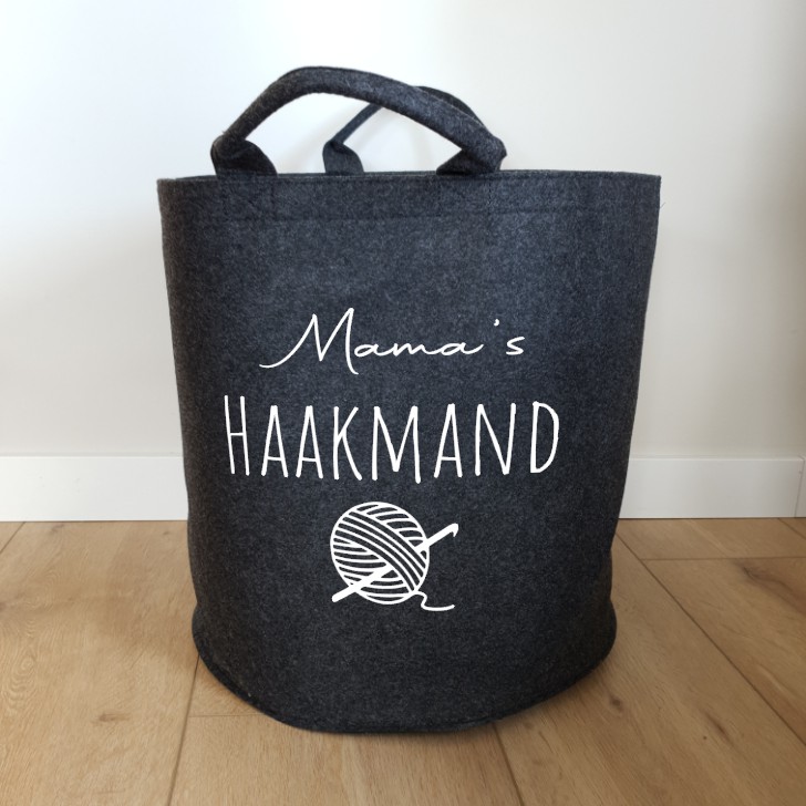 Mama moederdag haakmand opbergmand vilten