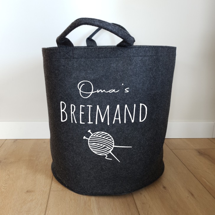 Oma breimand gepersonaliseerd moederdag opbergmand