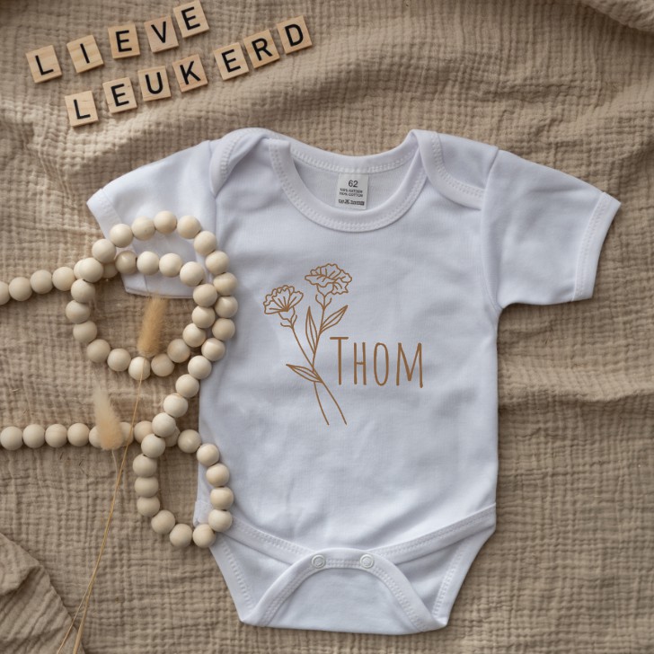 Romper bloem Thom naturel rustige kleuren gepersonaliseerd