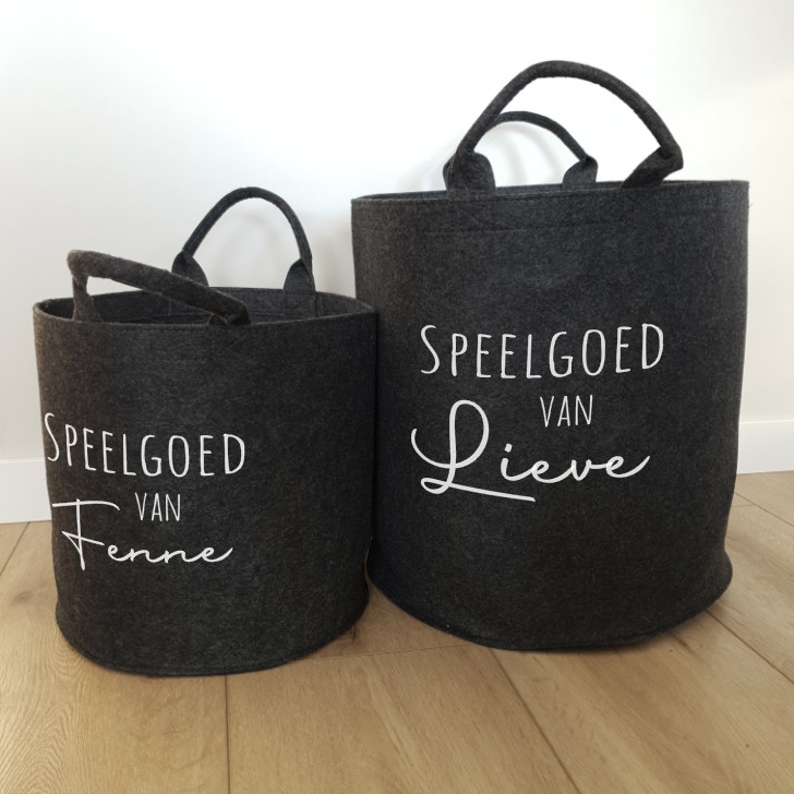 Speelgoed van naam vilten opbergmand